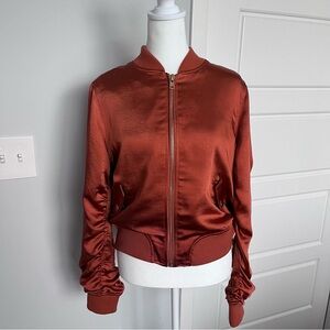 Vintage Satin Bomber Jacket - Copper